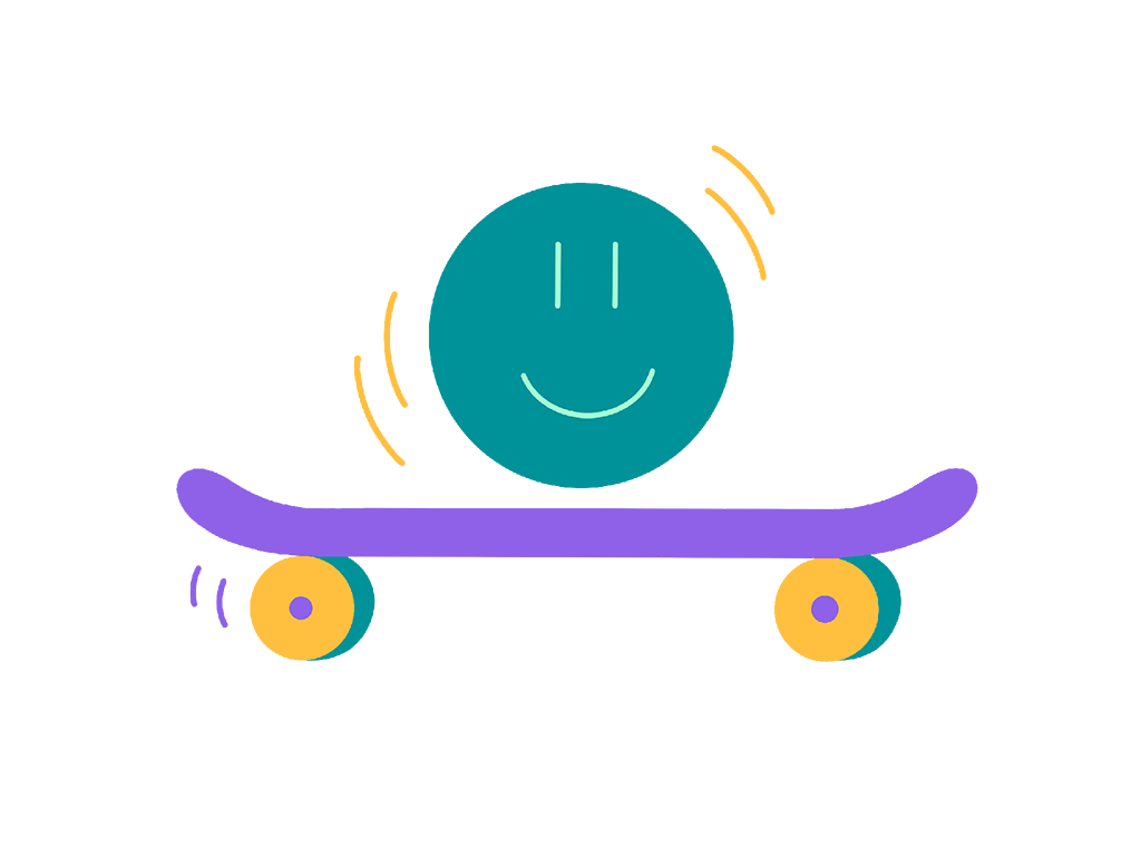 Ilustración smiley en skate