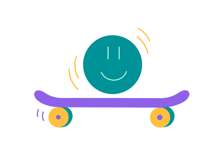 Ilustración smiley en skate